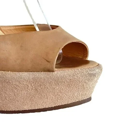 SCHUTZ Suede Platforms Ankle Strap Heels in Cream Tan Size 8 - Picture 5 of 8